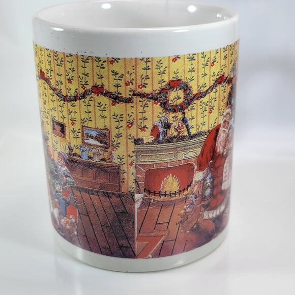 Vintage Santa Christmas Mug WBI Storybook Fireplace Holiday Coffee Cup - Picture 7 of 10